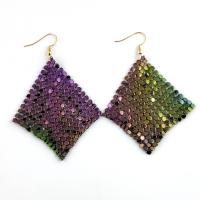 Zinc Alloy Drop Earrings with Sequins plated fashion jewelry & for woman nickel lead & cadmium free 80mm Sold By Pair