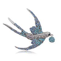Zinc Alloy Brooches swallow plated fashion jewelry & for woman & with rhinestone nickel lead & cadmium free Sold By PC