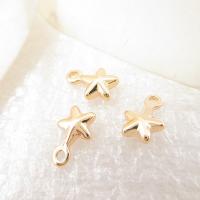 Brass Jewelry Pendants, Starfish, gold color plated, DIY, nickel, lead & cadmium free, 7x5mm, Hole:Approx 1.5mm, 50PCs/Lot, Sold By Lot