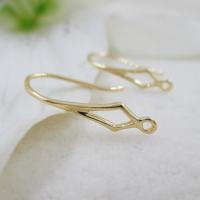 Brass Hook Earwire, gold color plated, with loop, nickel, lead & cadmium free, 4x16mmuff0c0.7mm, Hole:Approx 1.2mm, 50Pairs/Lot, Sold By Lot