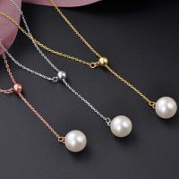 925 Sterling Silver Necklaces, with Shell Pearl, polished, fashion jewelry & for woman, more colors for choice, 10x14mm, Sold Per Approx 19.68 Inch Strand