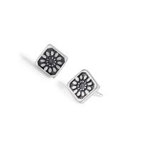 925 Sterling Silver Stud Earrings, antique silver color plated, fashion jewelry & for woman, 6x6mm, Sold By Pair