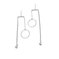 925 Sterling Silver Asymmetric Earrings, platinum plated, fashion jewelry & for woman, 9mmuff0c4mmuff0c10mm, Sold By Pair