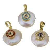 Freshwater Pearl Brass Pendant, with Freshwater Pearl, gold color plated, fashion jewelry & different styles for choice & micro pave cubic zirconia, nickel, lead & cadmium free, 14-15x18-19.5x7-9.5mm, Hole:Approx 2.5x4.5mm, 10PCs/Lot, Sold By Lot