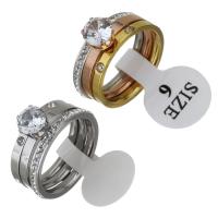 Rhinestone-Edelstahl -Finger-Ring, Edelstahl, mit Ton, plattiert, für Frau, keine, 6.50mm, Größe:6, verkauft von PC
