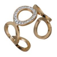 нержавеющая сталь Манжеты палец кольцо, с клей, плакированный цветом розового золота, Женский, 11mm, размер:7, продается PC