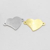 Edelstahl Schmuckverbinder, Herz, poliert, 1/1-Schleife, keine, 17.25x25.4mm, Bohrung:ca. 1mm, 10PCs/Tasche, verkauft von Tasche