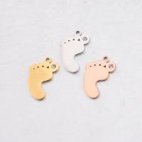 Stainless Steel Pendants, Foot, polished, with rhinestone, more colors for choice, 15x21.5mm, Hole:Approx 1.5mm, 10PCs/Bag, Sold By Bag