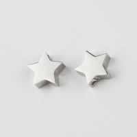 Perlas de acero inoxidable, Estrella, pulido, color original, 8x7.5mm, agujero:aproximado 1.8mm, 10PCs/Bolsa, Vendido por Bolsa