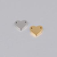 Stainless Steel Connector, Heart, polished, 1/1 loop, more colors for choice, 8.5x8.5mm, Hole:Approx 1mm, 10PCs/Bag, Sold By Bag
