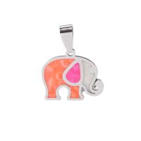 Stainless Steel Animal Pendants, Elephant, enamel, 21x27mm, 2PCs/Bag, Sold By Bag