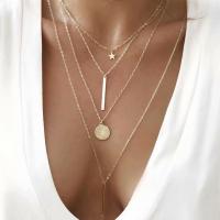 Zinc Alloy Necklace plated Adjustable & fashion jewelry & multilayer & for woman golden Sold By Strand