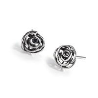 925 Sterling Silver Stud Earrings, Rose, antique silver color plated, fashion jewelry & for woman, 6mm, Sold By Pair