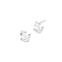 925 Sterling Silver Stud Earrings Anchor platinum plated fashion jewelry & for woman Sold By Pair