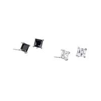 925 Sterling Silver Stud Earrings, platinum plated, for woman & with rhinestone, more colors for choice, 5x5mm, Sold By Pair