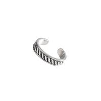 925 Sterling Silver Cuff Finger Ring, antique silver color plated, fashion jewelry & for woman, 3.5mm, US Ring Size:4.5, Sold By PC
