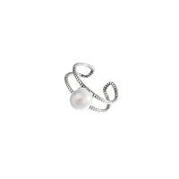 925 Sterling Sølv Cuff fingerring, med Shell Pearl, antik sølv farve forgyldt, mode smykker & for kvinde, 7mm, Størrelse:4.5, Solgt af PC