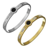 Stainless Steel Bangle with Rhinestone Clay Pave & Resin plated with roman number & for woman 11mm 6mm Sold By PC