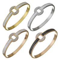 Stainless Steel Bangle, with Rhinestone Clay Pave, plated, fashion jewelry & for woman, more colors for choice, 16mm,6mm,59x50mm, Sold By PC