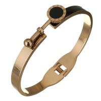 Stainless Steel Bangle with Resin rose gold color plated with roman number & for woman 10mm 6mm Sold By PC