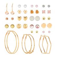 Brass Earring Set Stud Earring & earring with Resin & Plastic Pearl & Zinc Alloy stainless steel post pin for woman & with rhinestone Sold By Set
