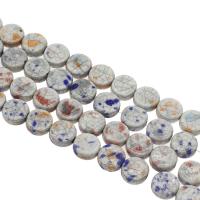 Perles bijoux en porcelaine, Plat rond, normes différentes pour le choix, plus de couleurs à choisir, Trou:Environ 3mm, Environ 200PC/sac, Vendu par sac