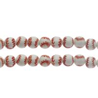 Porzellan Schmuckperlen, Baseball, verschiedene Größen vorhanden, rot, Bohrung:ca. 2.5mm, ca. 200PCs/Tasche, verkauft von Tasche