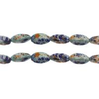 Perles bijoux en porcelaine, multicolore, 20*10mm, Trou:Environ 2mm, Environ 200PC/sac, Vendu par sac