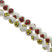 Porcelain Jewelry Beads Round with flower pattern 12mm Approx 2.8mm Approx Sold By Bag
