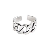 925 ezüst Mandzsetta Finger Ring, antik ezüst színű bevonattal, divat ékszerek & különböző méretű a választás & a nő, 9.70mm, Méret:6.5-7.5, Által értékesített PC