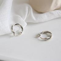 925 Sterling Silver Hoop Earrings antique silver color plated fashion jewelry & for woman 13mm 3.7mm Sold By Pair