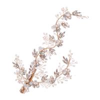Braut Haar Blumen, Zinklegierung, mit ABS-Kunststoff-Perlen & Kristall, goldfarben plattiert, für Frau & mit Strass, frei von Nickel, Blei & Kadmium, 105x220mm, verkauft von PC
