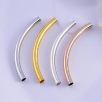 Brass Curved Tube Beads, plated, Random Color, nickel, lead & cadmium free, 5x60mm, 100PCs/Bag, Sold By Bag