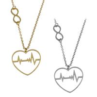 Stainless Steel Jewelry Necklace, with 2Inch extender chain, Electrocardiographic, plated, oval chain & for woman, more colors for choice, 22x21.5mm,6.5x15mm,1.5mm, Sold Per Approx 18.5 Inch Strand