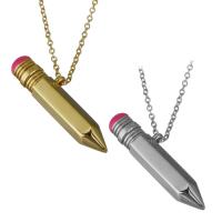 Collier de bijoux en acier inoxydable, avec 2Inch chaînes de rallonge, crayon, Placage, chaîne ovale & pour femme, plus de couleurs à choisir, 33.5x9.5mm,1.5mm, Vendu par Environ 18 pouce brin