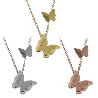 Stainless Steel Jewelry Necklace, with 2Inch extender chain, Butterfly, plated, oval chain & for woman, more colors for choice, 16x16.5mm,11.5x14mm,1.5mm, Sold Per Approx 16 Inch Strand