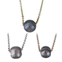 Colar de jóias de aço inoxidável, banhado, cadeia oval & para mulher, Mais cores pare escolha, 10x10mm,1.5mm, vendido para Aprox 17.5 inchaltura Strand