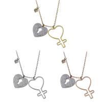 Stainless Steel Jewelry Necklace with Rhinestone Clay Pave with 2Inch extender chain heart and key plated oval chain & for woman 1.5mm Sold Per Approx 17.5 Inch Strand