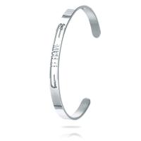 Stainless Steel Cuff Bangle, fashion jewelry & for woman, original color, 6*1.5mm, Inner Diameter:Approx 65mm, Length:Approx 8 Inch, Sold By PC