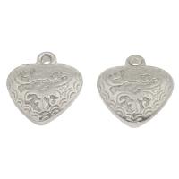 Stainless Steel Heart Pendants, original color, 13x12x4mm, Hole:Approx 1mm, 100PCs/Bag, Sold By Bag
