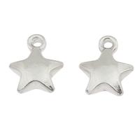 Stainless Steel Pendants, Star, original color, 11x9x3mm, Hole:Approx 1mm, 100PCs/Bag, Sold By Bag