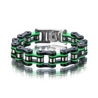 Partículas de aço pulseira, estufagem de verniz, joias de moda & para o homem, verde, 16x220mm, vendido para Aprox 8.7 inchaltura Strand