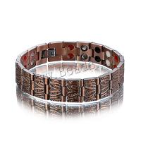Cuivre bracelet, Placage, bijoux de mode & magnétique & pour homme, 15x3x215mm, Vendu par brin
