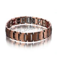 Cuivre bracelet, avec pierre gemme, magnétique & pour homme, 15x3x215mm, Vendu par Environ 8.5 pouce brin