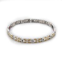 Bijoux bracelet en acier inoxydable, Acier inoxydable 304, avec pierre gemme, Placage, magnétique & pour homme, plus de couleurs à choisir, 7x220mm, Vendu par Environ 8.7 pouce brin