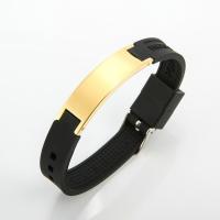 Edelstahl Schmuck Armband, mit Silikon, Edelstahl Uhrenbandverschluss, plattiert, Modeschmuck & für den Menschen, keine, 13x250mm, verkauft per ca. 9.8 ZollInch Strang