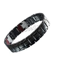 Titanstahl Armband, mit Edelstein, plattiert, mit Magnet & für den Menschen, keine, 15x3x215mm, verkauft per ca. 8.5 ZollInch Strang