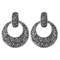 Zinc Alloy Drop Earrings plated fashion jewelry & for woman & with rhinestone plumbum black nickel lead & cadmium free 44mm Sold By Pair