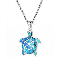 Tibetan Style Jewelry Necklace, with Opal, Turtle, plated, fashion jewelry & for woman, skyblue, nickel, lead & cadmium free, 27mm, Sold Per Approx 9.05 Inch Strand