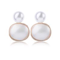 Resin Stud Earring with Plastic Pearl & Zinc Alloy plated fashion jewelry & for woman & enamel Sold By Pair